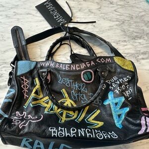 Authentic Balenciaga Multicolor Graffiti Shoulder Bag